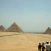great pyramids in at the edge of the desert