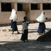 Girls at a schoolyard in a Zanzibari village