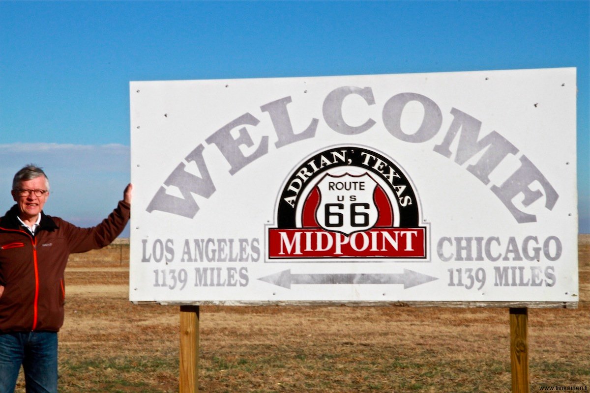 Route 66 Midpoint sign in Adrian Texas