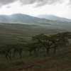 Ngorongoro mountains with a maasai village